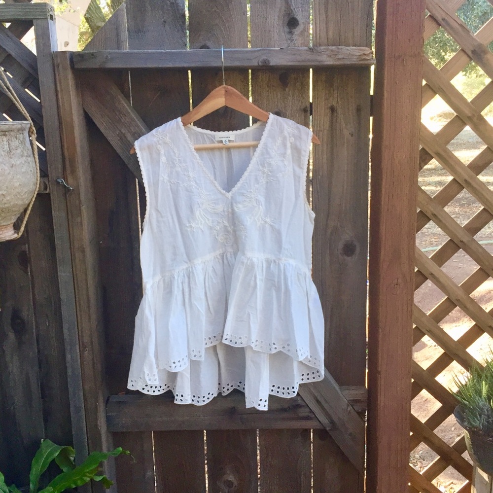{Max Studio} Embroidered peplum top